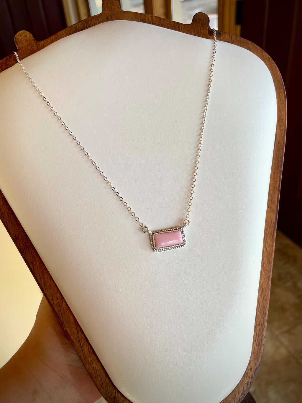 Pink Conch Shell Bar Necklace