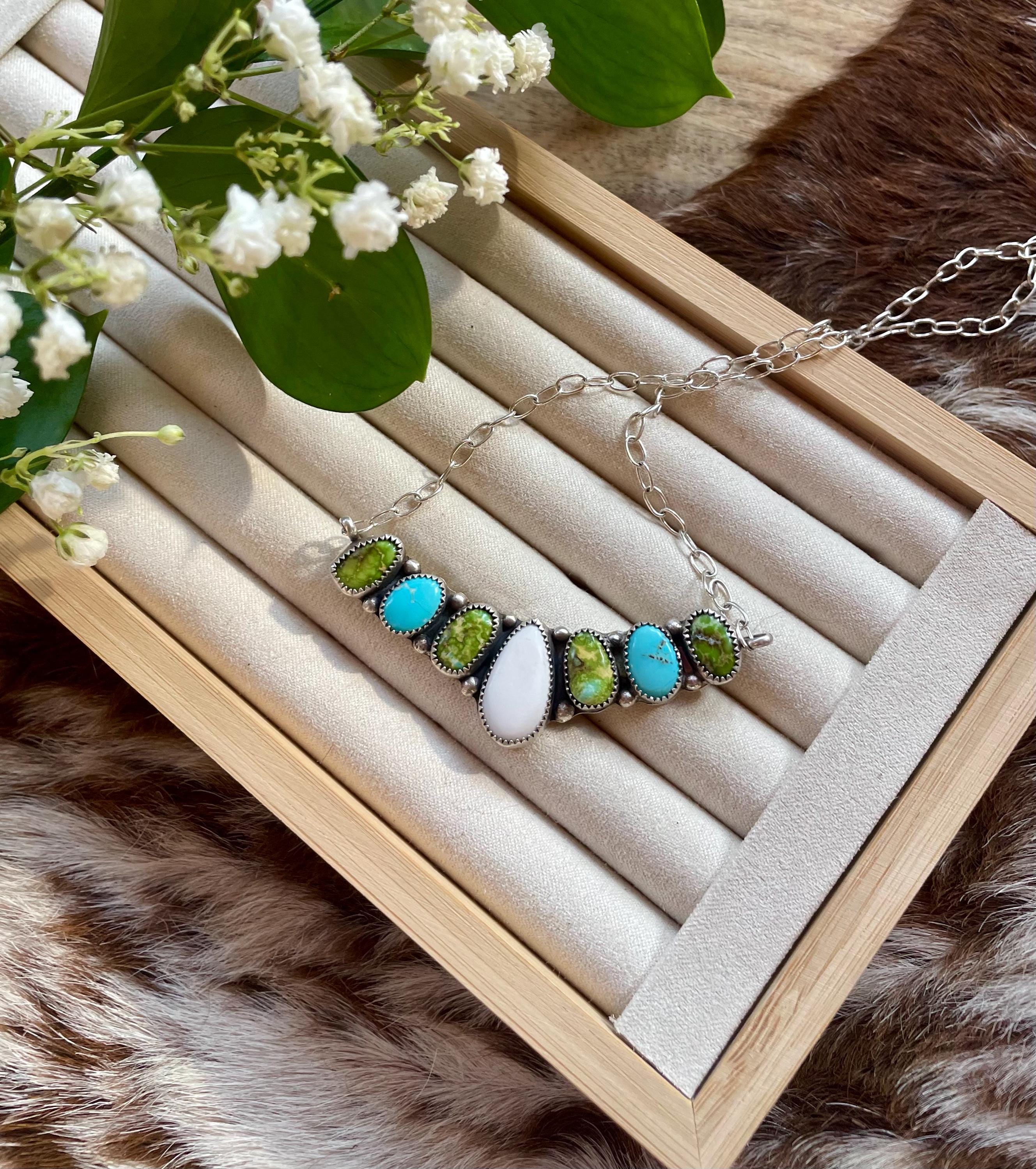 Turquoise Cluster Bar Necklace