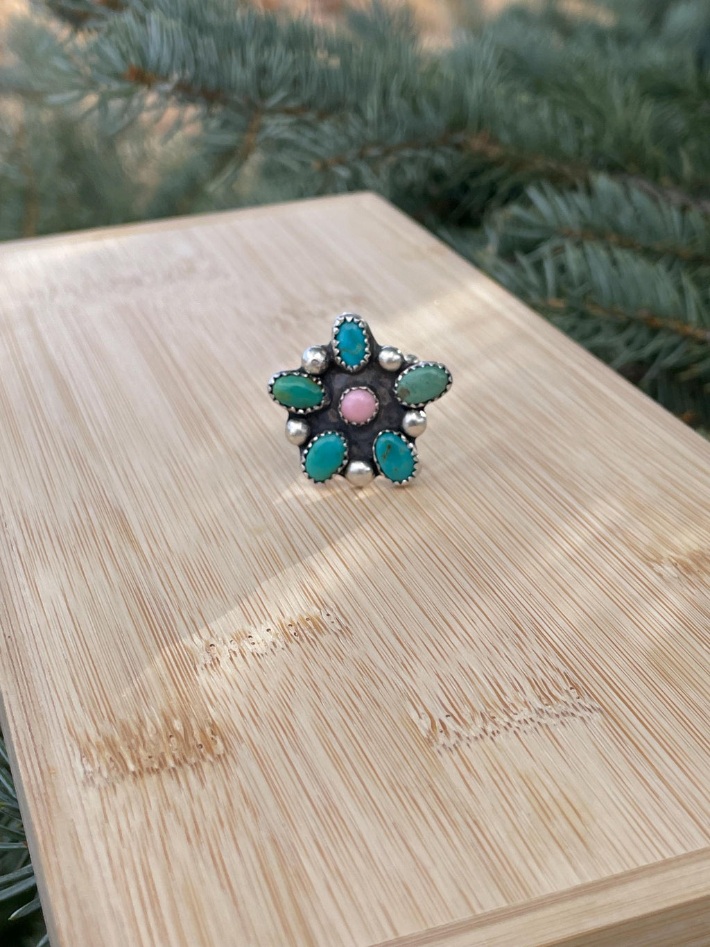Kingman and Conch Flower Ring