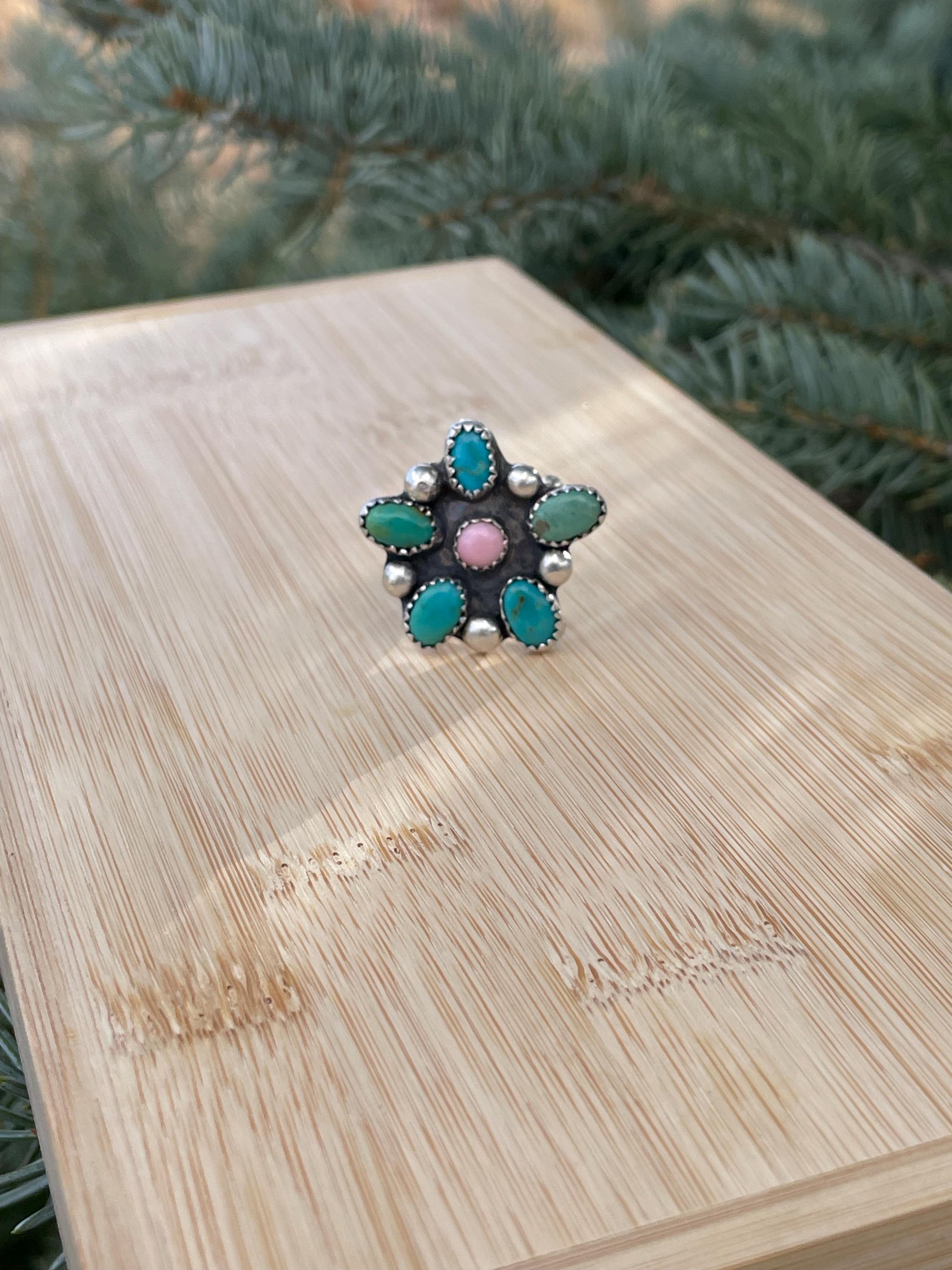 Kingman and Conch Flower Ring