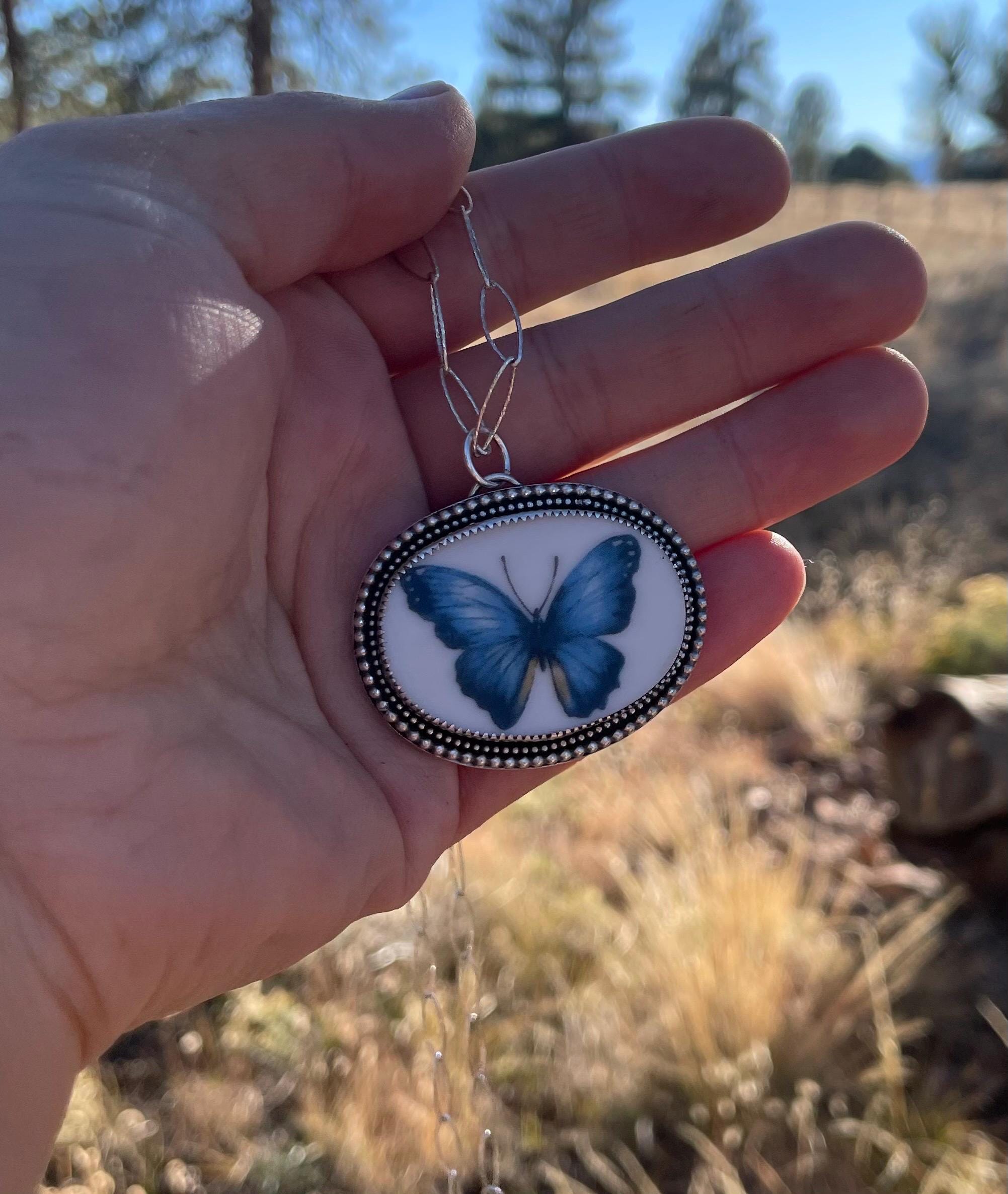 Blue Butterfly Necklace