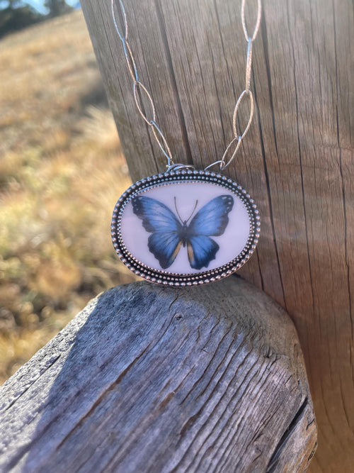 Blue Butterfly Necklace