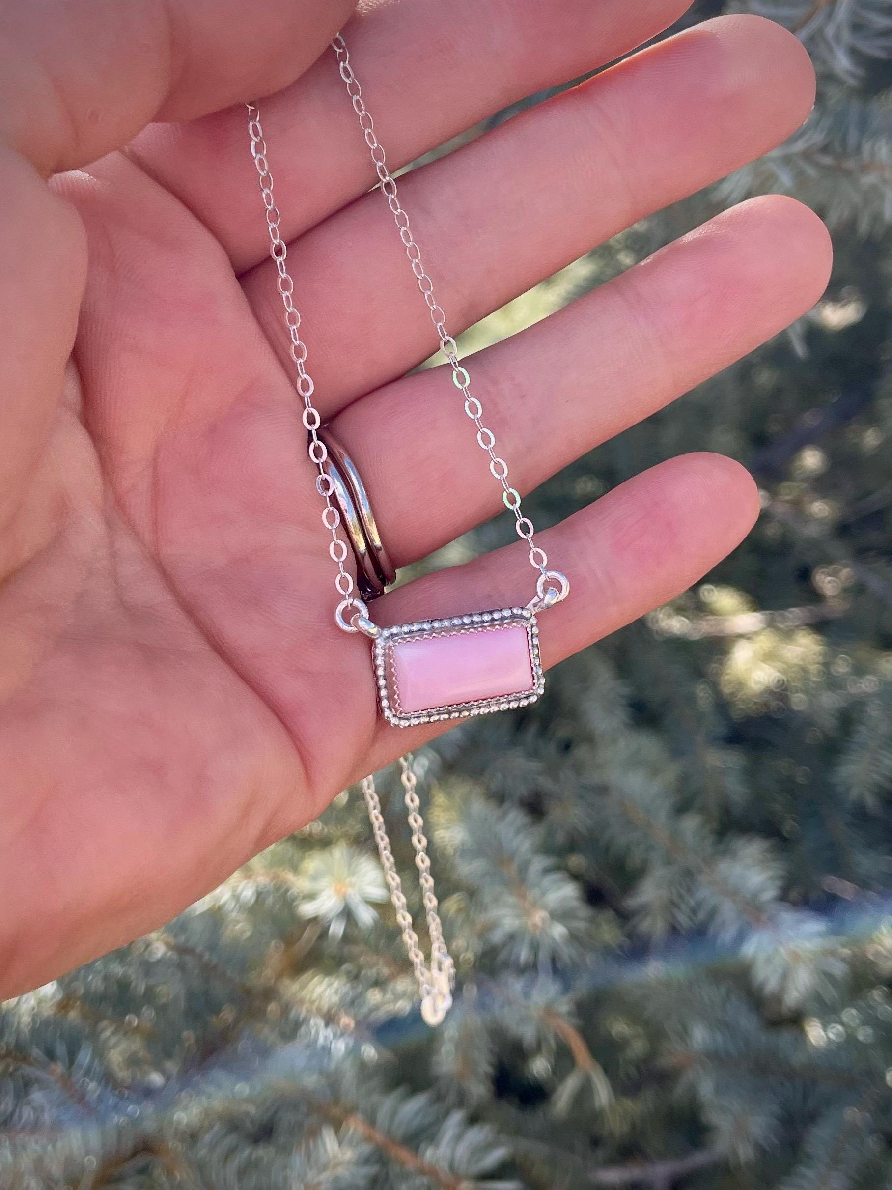 Pink Conch Shell Bar Necklace